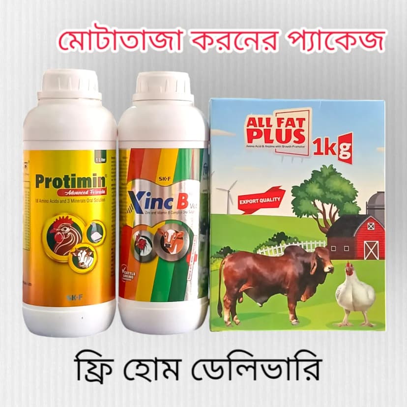 মোটাতাজা করনের কম্বো প্যাক (Protimin1L+ Xinc B 1L+ All Fat 1kg)